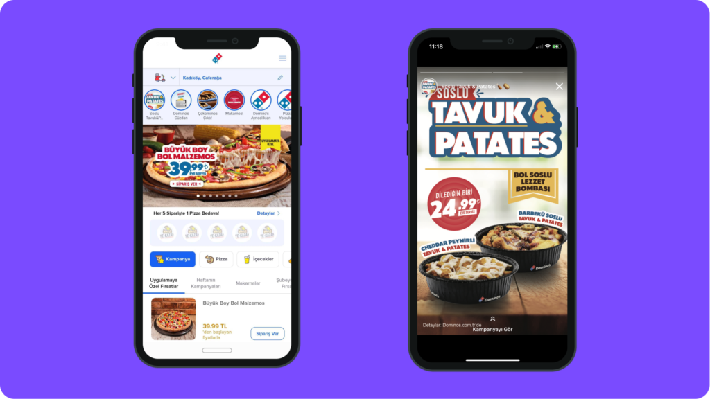 Domino’s introduced an easy-to-use app and website. Source: Storyly