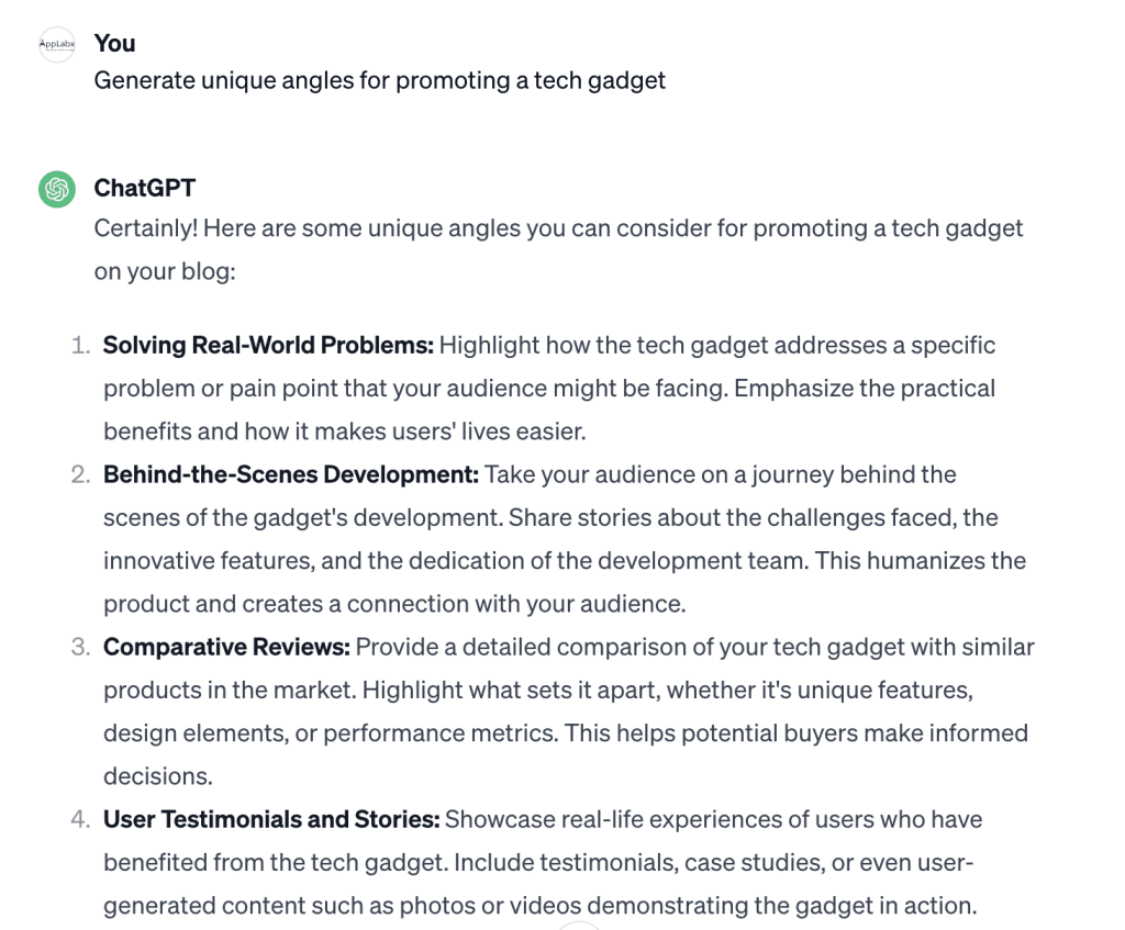 Generate unique angles for promoting a tech gadget