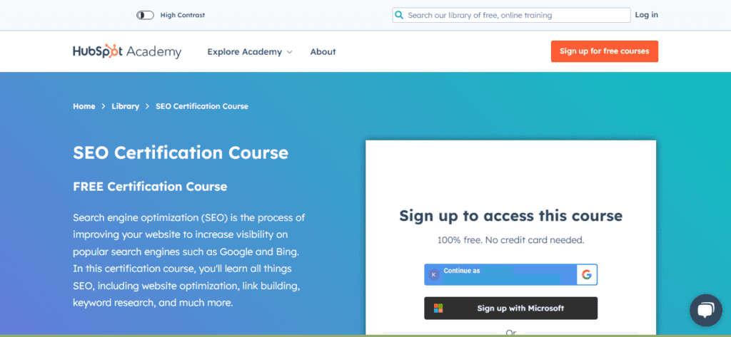 SEO Certification Course by HubSpot Academy