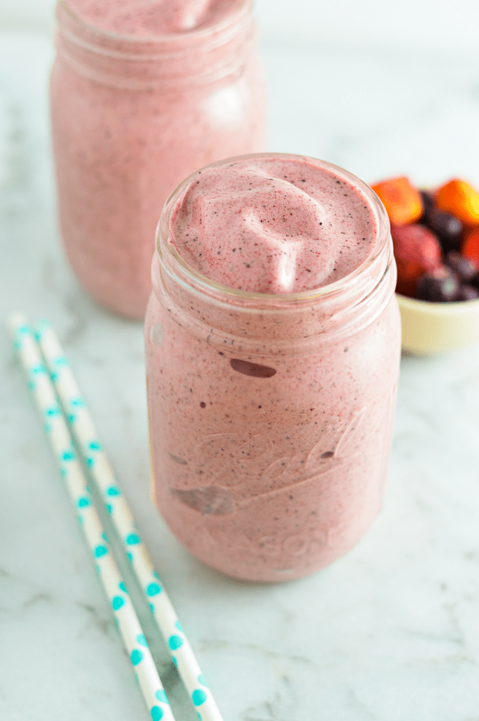 Refreshing Mango Berry Smoothie – Healthy Smoothie Recipes. Image Source: A Taste of Madness