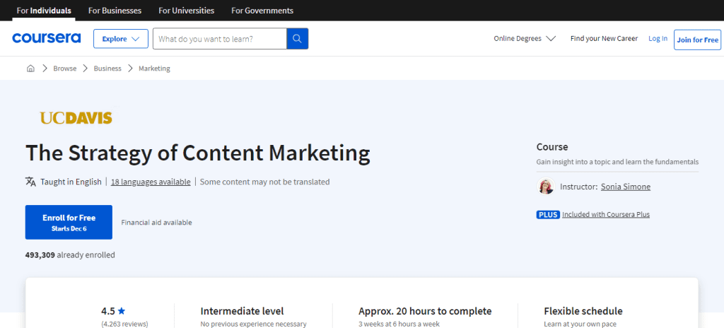 The Strategy of Content Marketing by Coursera