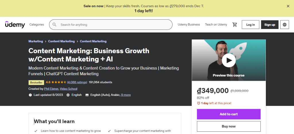 Content Marketing: Business Growth w/Content Marketing + AI by Udemy