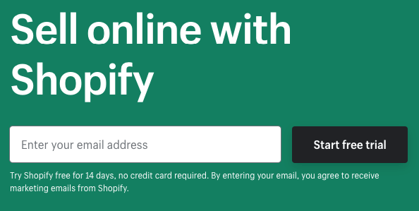 Shopify's "Start Free Trial"