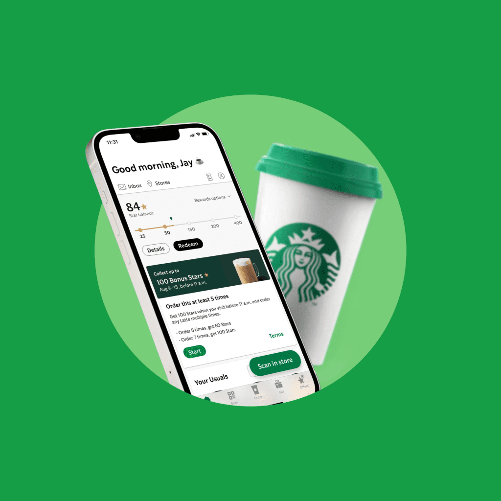Starbucks' mobile app. Image Source: Alviere