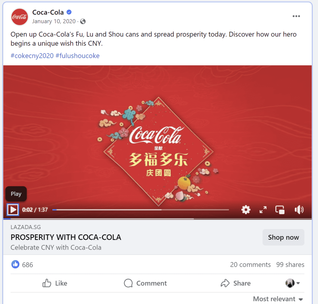 Coca-Cola's Facebook post