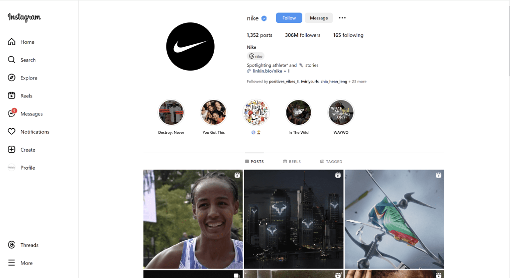 Nike's strategic use of Instagram combines visually appealing content with community engagement