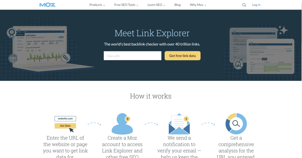 Moz, a leader in SEO tools, provides a comprehensive Backlink Explorer