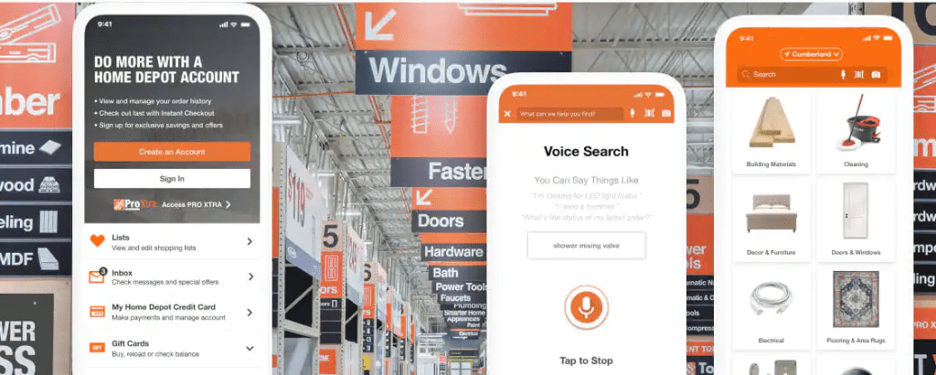 Home Depot integrates its online and offline touchpoints, allowing customers to research products online and make purchases in-store or through the website