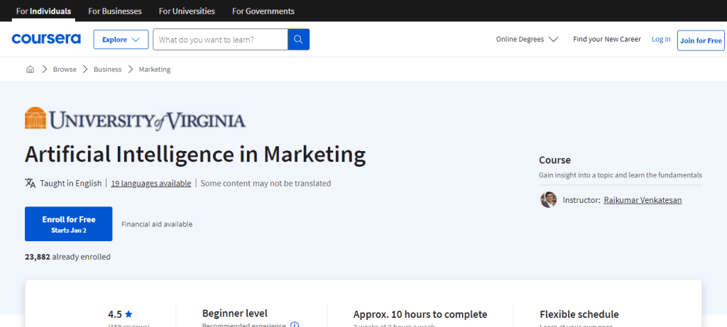 Artificial Intelligence in Marketing (UVA)