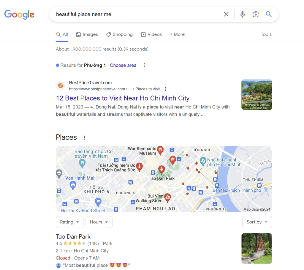 A local landscaping business optimizes its website with relevant keywords to appear in local search results