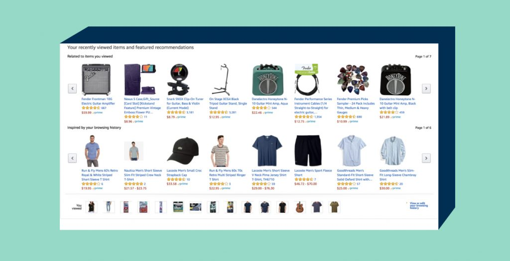 Amazon's recommendation engine leverages psychographics to enhance the shopping experience. Image Source: Dynamic Yield