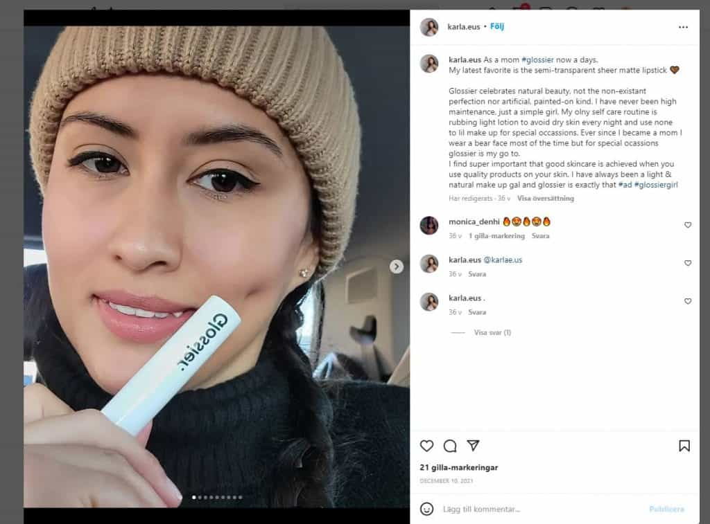 Beauty brands like Glossier often collaborate with micro-influencers. Image Source: Studio Socials