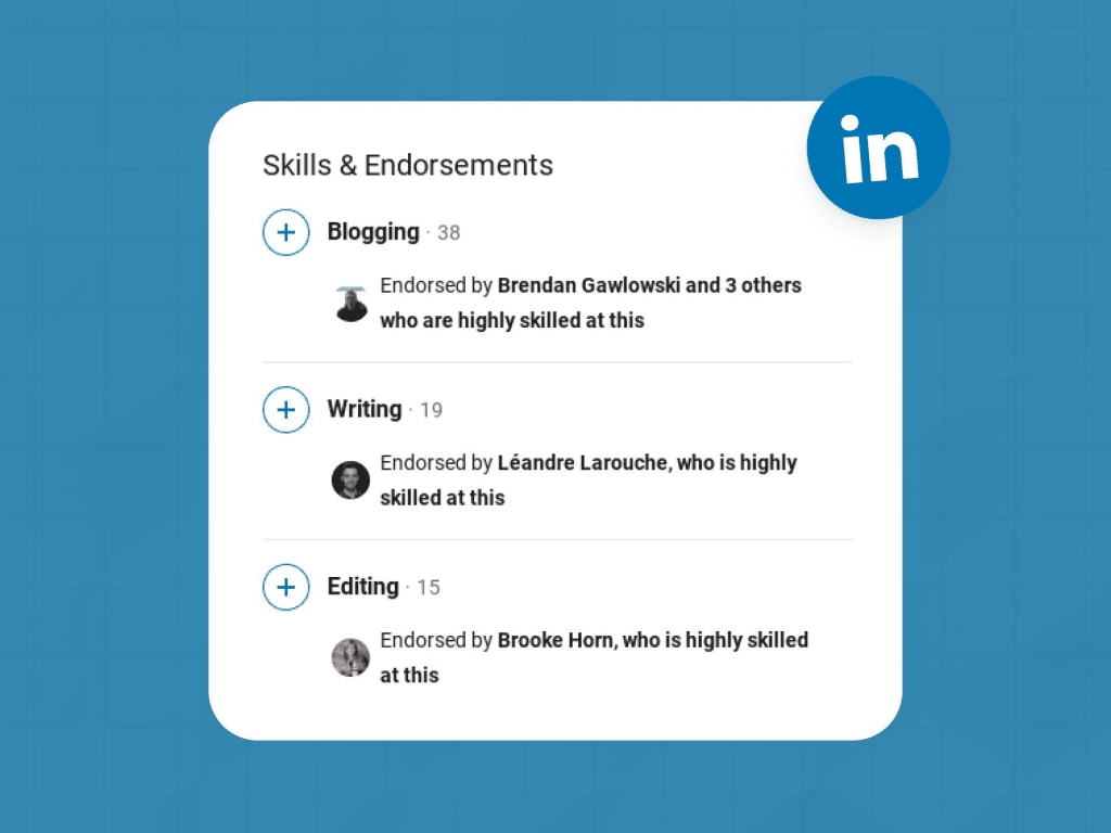 Endorsements and Skills for Credibility. Image Source: ZipJob