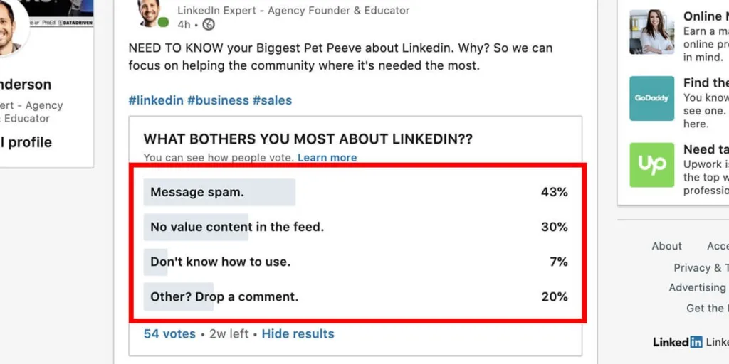LinkedIn's polling feature. Image Source: LinkedIn