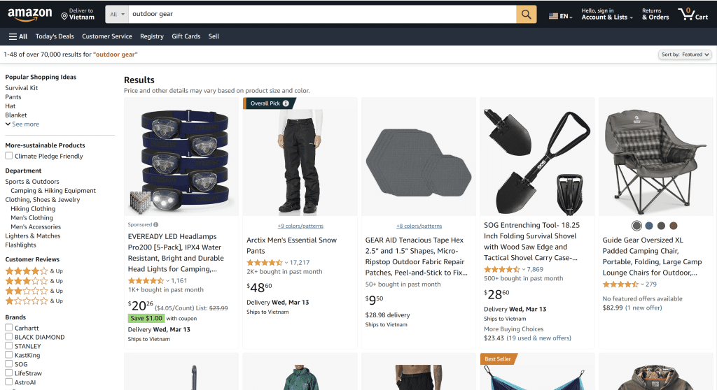 An e-commerce site selling outdoor gear could employ Hero Images featuring product close-ups