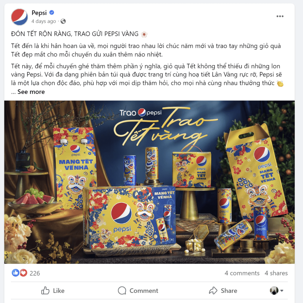 A Pepsi's Facebook post for the Tet Holiday
