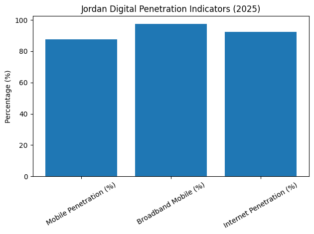 Jordan Digital Penetration Indicators (2025)