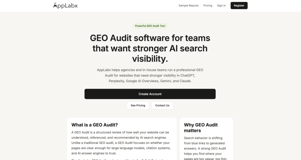 AppLabx GEO Audit Tool